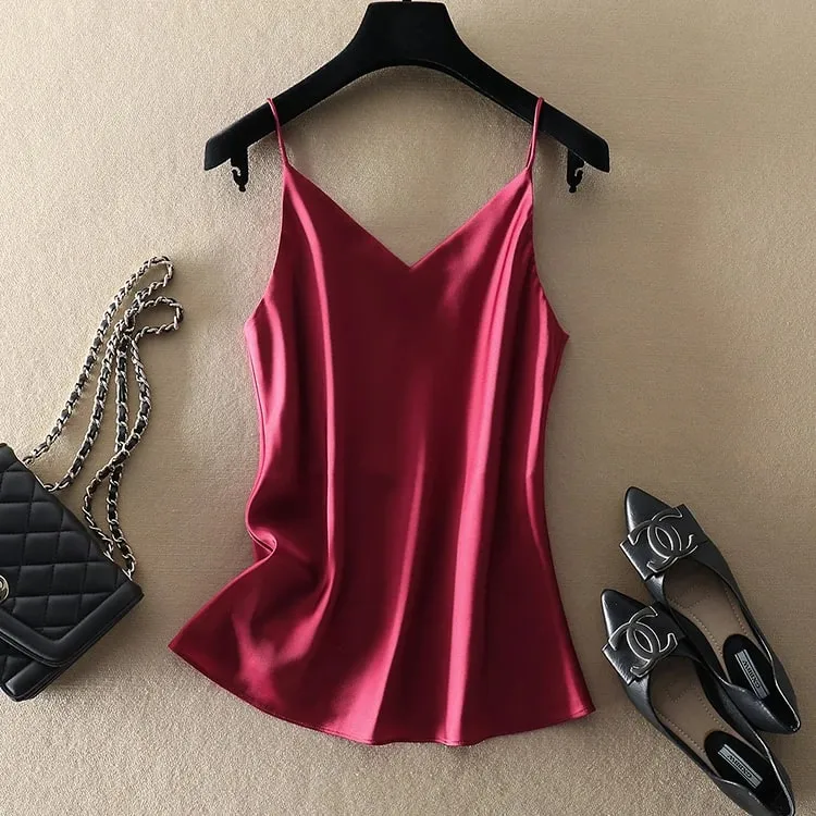 Summer Crop Top Women Camis Silk Satin Tank Top Women Camisole Sleeveless Vest Roupas Femin Cropped 2024 Croo top Binder Trans