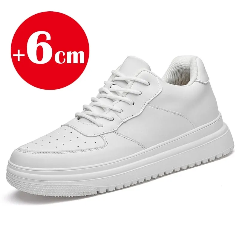 2026 New Height Increasing Shoes for Men 8cm Invisible Elevator Sneakers White Leathe Sport Zapatillas De Hombre Big Size 46 — image 9