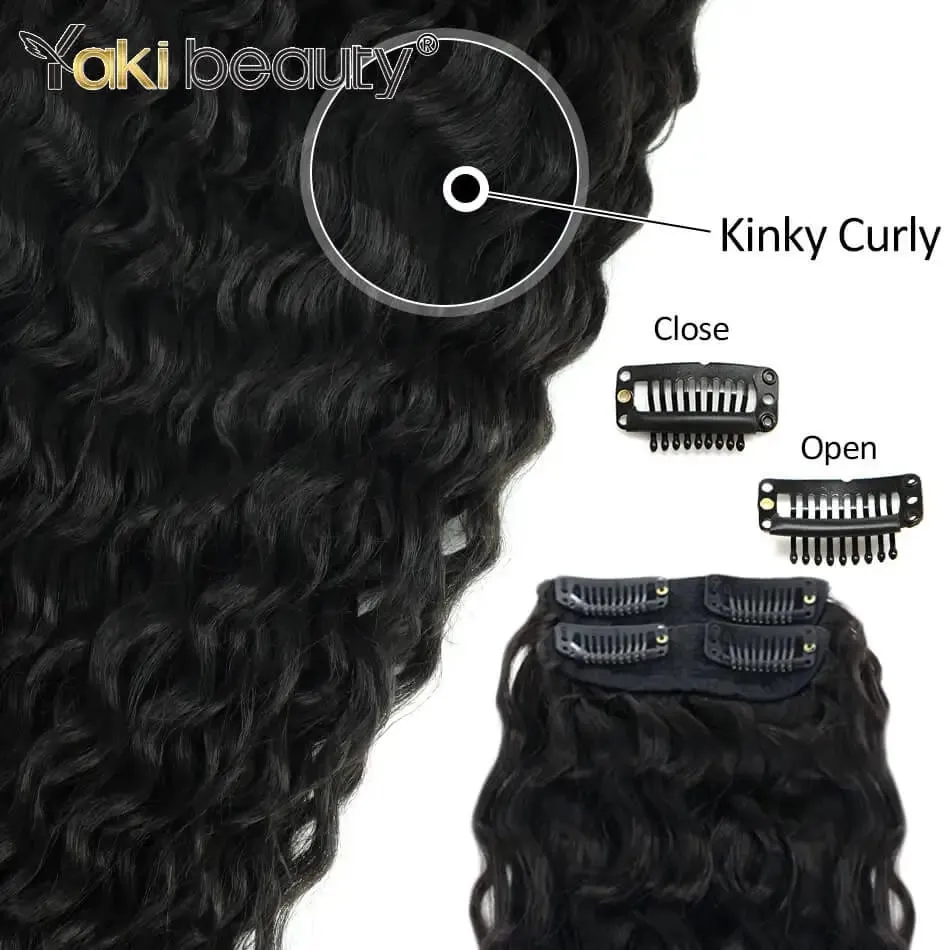 Synthetic Kinky Curly Clip-in Hair Extensions Super Long Water Wave Clip In Hair 160grams 4 Pcs Full Head Hair Pieces