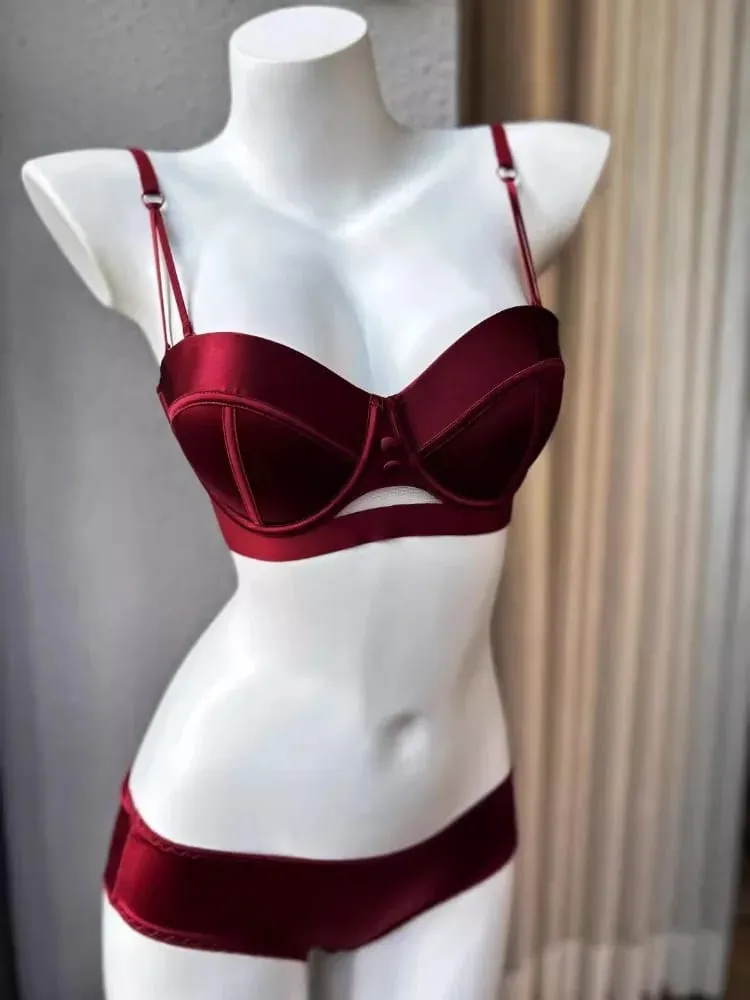 AA Cup Strapless Bra Set Fixed Half Cup Built-in Lift Lingerie Push Up Convertible Underwear Push Up Convertible Underwear — image 1