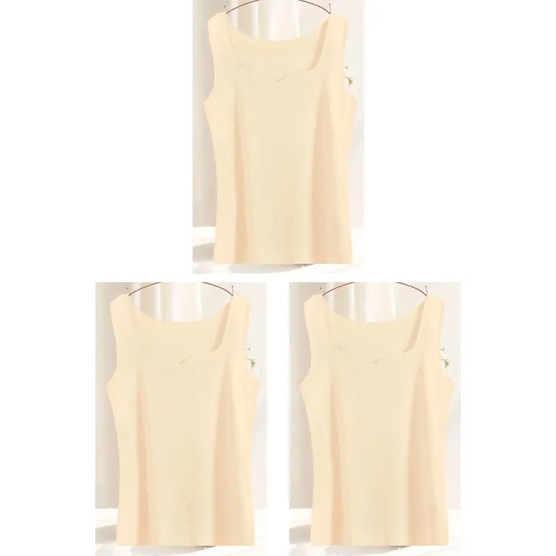3pcs Women Thermal Tops Girls Traceless Solid Color Vest Base Layer Warm Tank Top Autumn Winter Female Sexy Slim Camisole — image 11