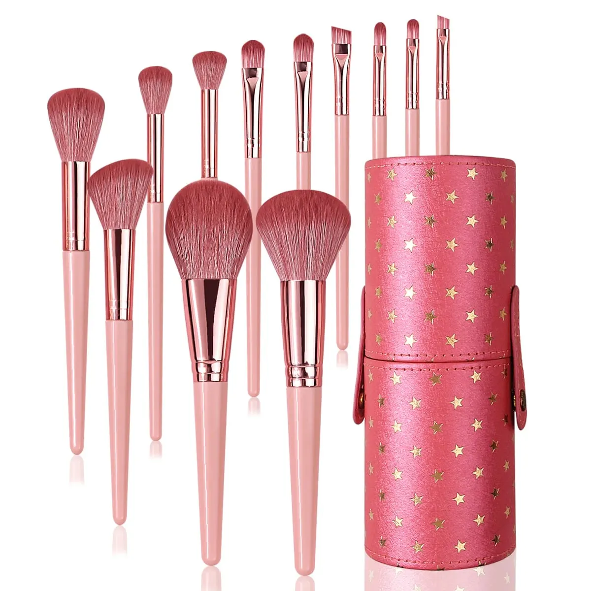 Portable Makeup Brushes 12pc Makeup Brush Set Synthetic Foundation Brush Powder Contour Eyeshadow Liner Blending Highlight — image 1