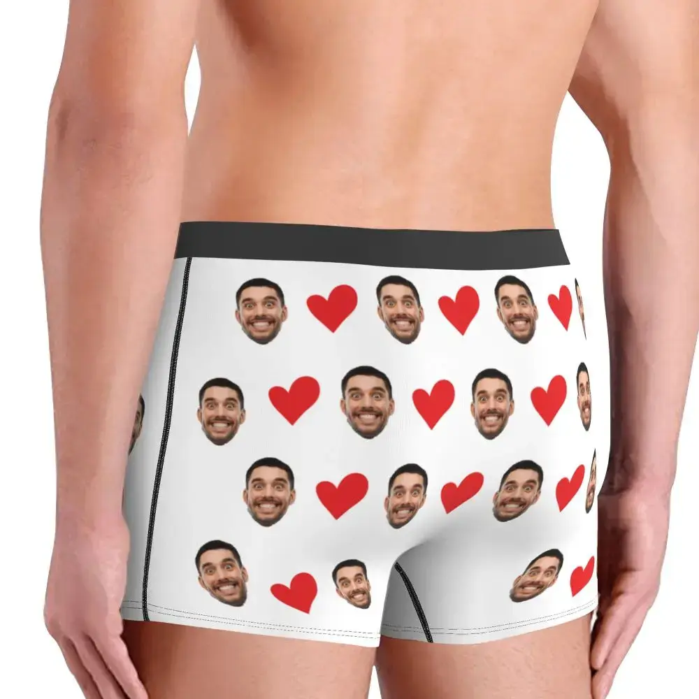 Personalized Face Photo Underwear Custom Heart Boxer Briefs Men Briefs Gift For Husband Anniversary Gift for Dad