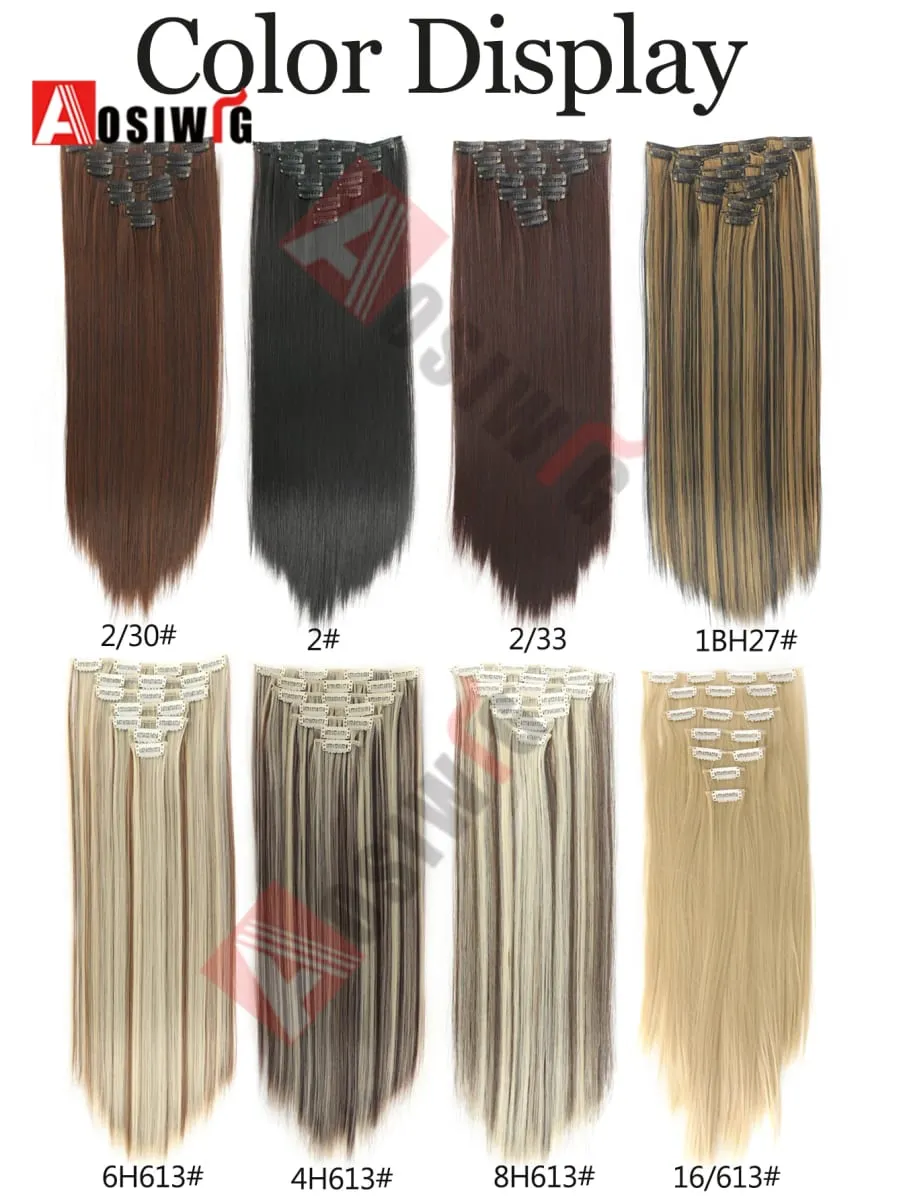 18-32Inch 16 Clips in Hair Extensions Long Straight Hairstyle Synthetic Blonde Black Hairpieces Heat Resistant False Hair Daily — image 5