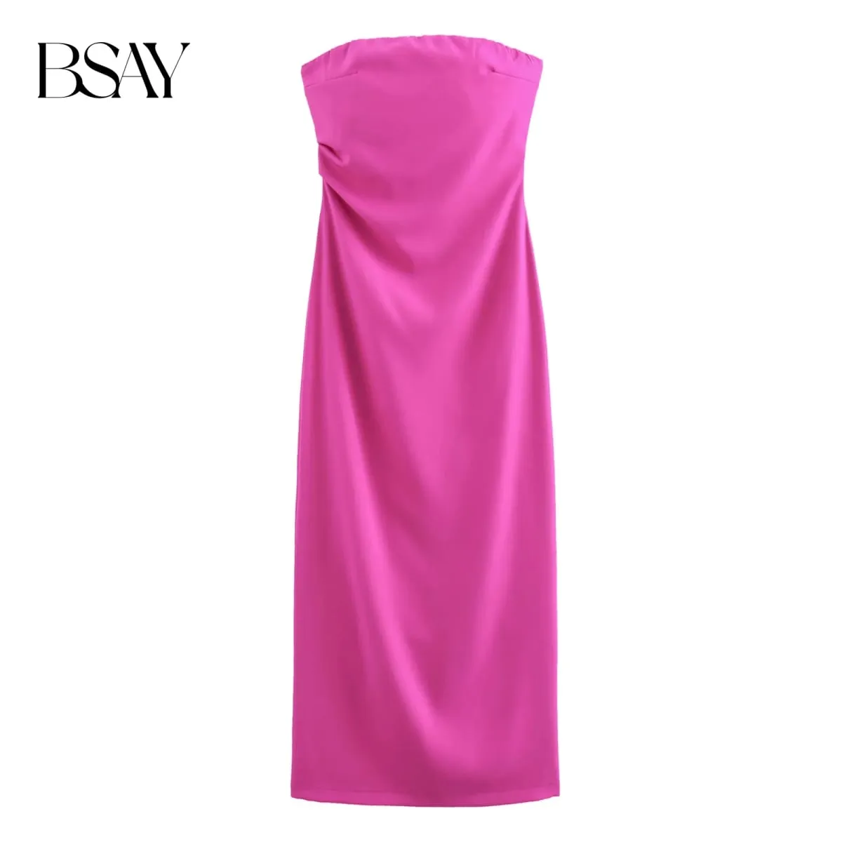 Abito moda donna estate nuovo sexy spacco posteriore con zip pieghettato senza maniche senza spalline Chic femminile francese da sera elegante — image 3