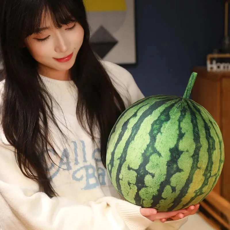 3D Gesimuleerde Watermeloen Knuffel Kussen Ronde Lange Watermeloen Zacht Pluche Speelgoed Fruit Bank Kussen Geschikt Voor Thuis Kinderen Geschenken — image 4