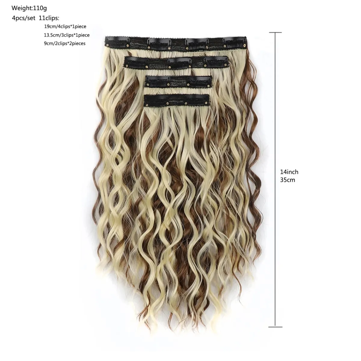 Clip in Women's Short Curly Hair Extensions 4PCS set 15 inches Clip Ins Invisible Hairpieces — image 6