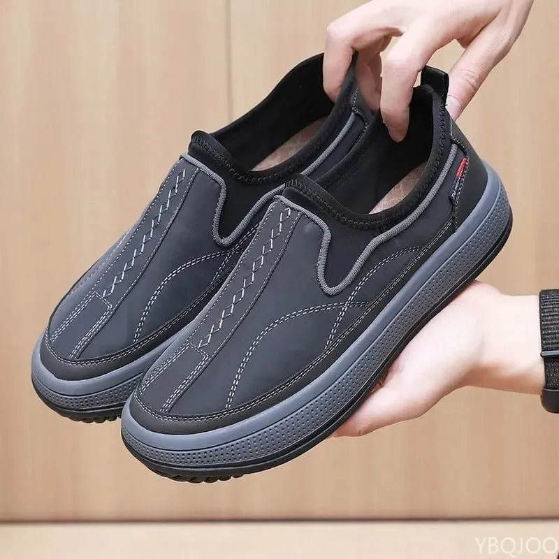 New breathable Men's Shoes Casual canvas shoes Middle aged elderly non slip flat Comfort thick soled male shoes Zapatos Homme — image 2