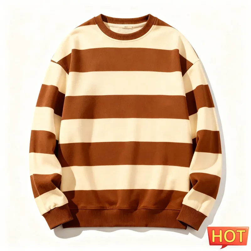 Retro gestreiftes Grafik-Sweatshirt für Herren, schlicht, lässig, langärmelig, 3D-gedruckt, hässliches Sweatshirt, lockere, atmungsaktive O-Ausschnitt-Pullover — image 9