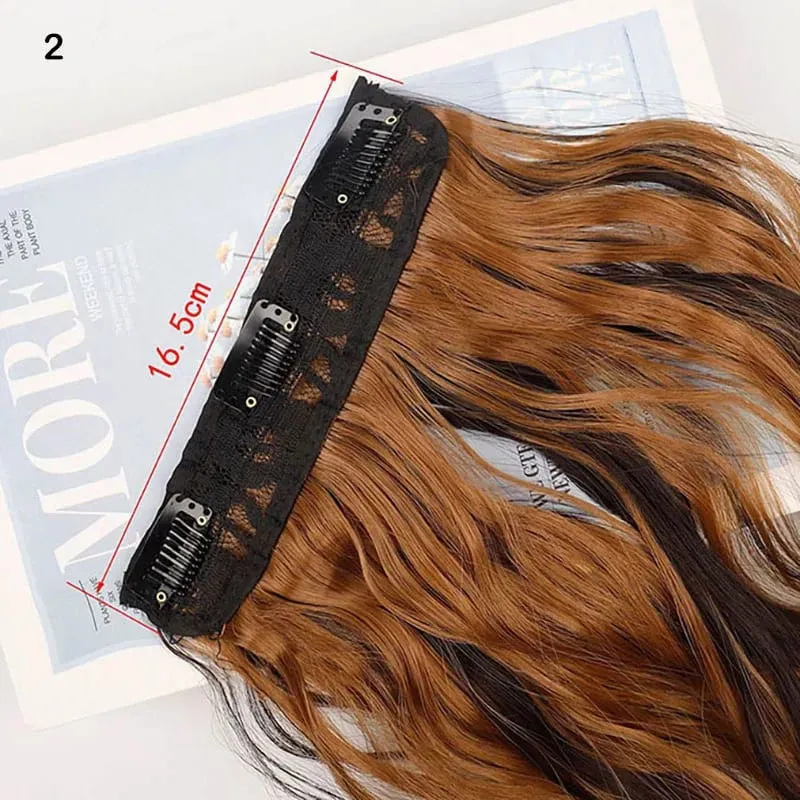 Jeedou Synthetic 4PCS/set Clip in Beach Wavy Hair Extensions Long Bouncy Curly Hairpieces Black Brown Color for Women