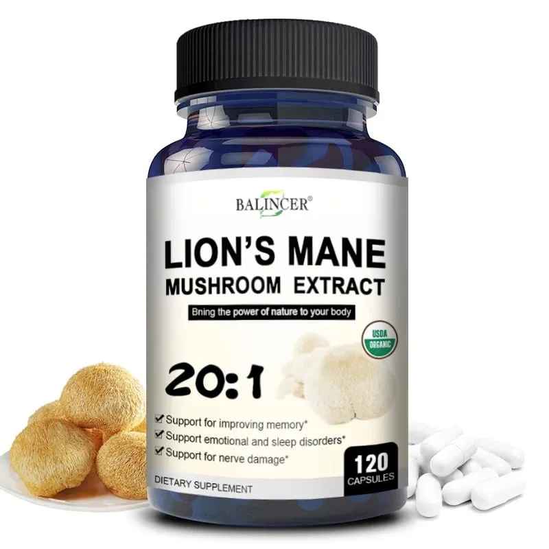 Organic Lion's Mane Capsules - Brain Mushroom Supplement for Focus and Immune Support Brain Health Memory and Energy — image 1