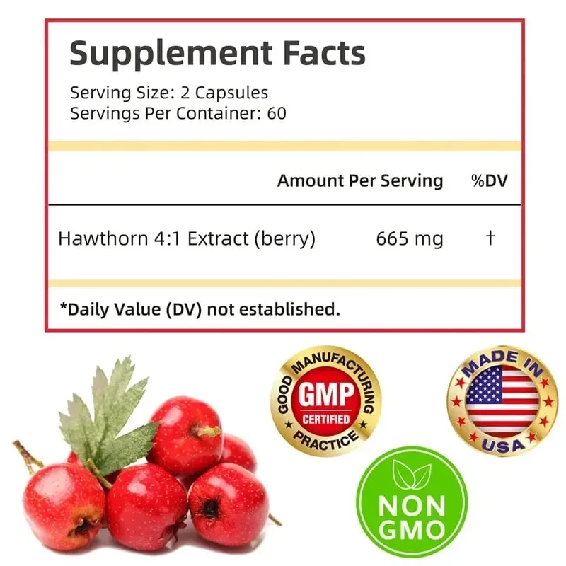 Hawthorn Berry Extract Capsule - Supports Digestive Health Promotes Energy Production Blood Circulation and Boosts Immunity — image 2