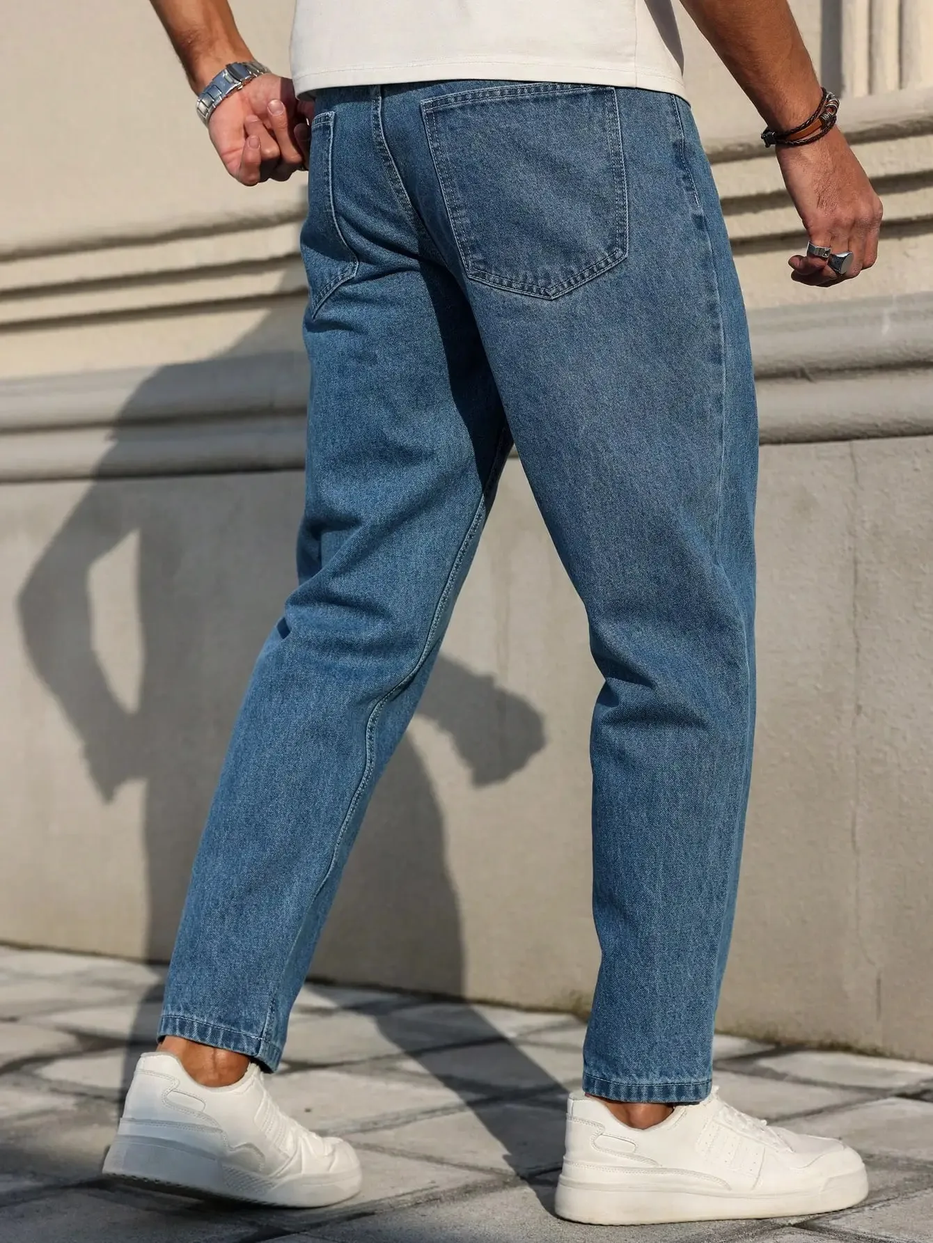 Men's Jeans Are Made of Classic Blue Denim Fabric with a Loose Fit Making Them an Indispensable Versatile Item in the Wardrobe. — image 5