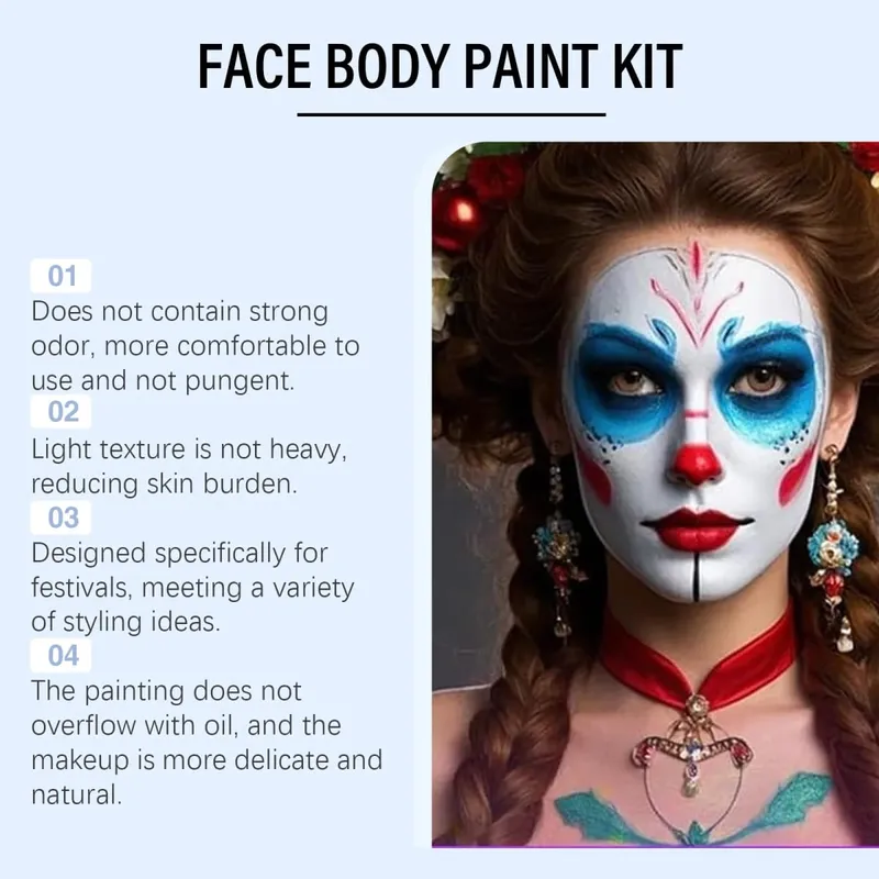 Halloween Face and Body Paint Kit High-Pigment Makeup for Costume Party Creative Body Art — image 3