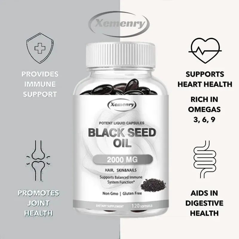 Vegan Black Seed Oil Capsules - Pure Cold Pressed - Black Cumin Seed Oil Capsules Non-GMO Vegan Black Seed Oil Supplement