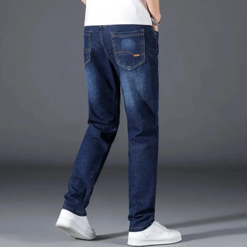 Plus Size 42 44 46 48 50 Classic Men's Jeans Loose Straight Black Blue Jeans Stretch Business Casual Trousers Male Brand Pants — image 5