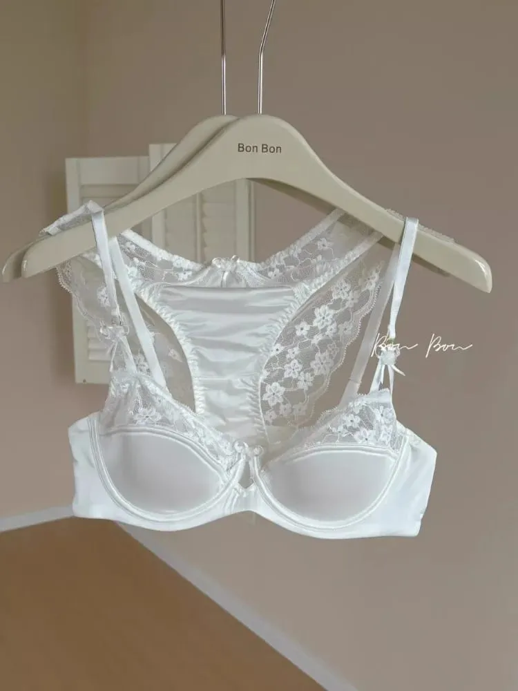 Early Spring Teen Girls Pure Desire Lingerie Set U-Back Soft Support Satin Stitch Lace Comfort Underwear Anti-Sag for Youth — image 3