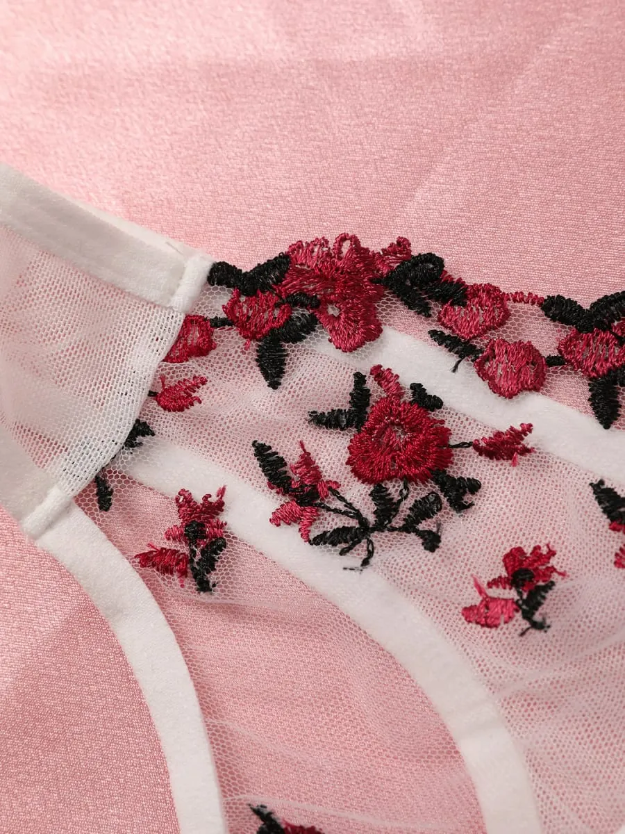Seksi Dantel İç Sütyen ve Külot Setleri Kadın İç Giyim Çiçek Nakış Bralette Seti — image 6