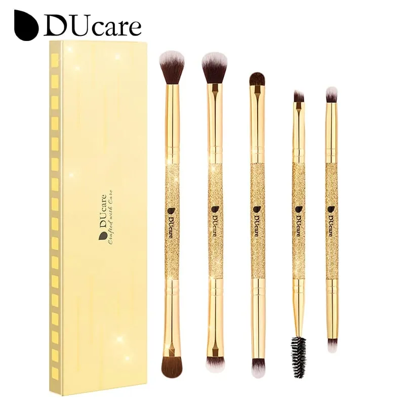 DUcare 2Pcs Makeup Brushes Duo End Face Brush For Foundation Powder Buffer and Contour Eyeshadow Synthetic Cosmetic Makeup Tools
