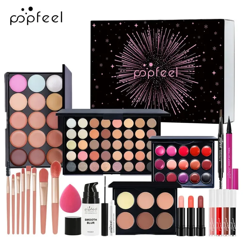 Makeup Kit Gift Box Beauty Eyeshadow Palette Eyeliner Lipstick Mascara Brush Makeup Full Set for Women Female Beginner Student — image 1