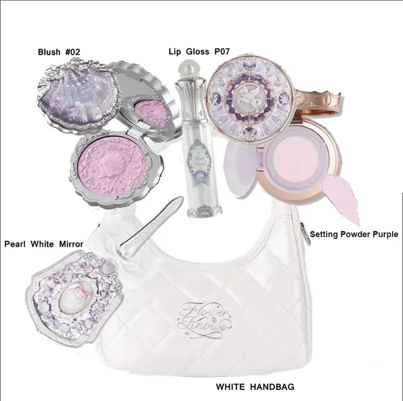 Flower Knows Makeup Set Swan Ballet Concealer Palette Embossed Blusher Shine Lipstick Kit With Bag THE SWEETIE BEAR Bunny Garden