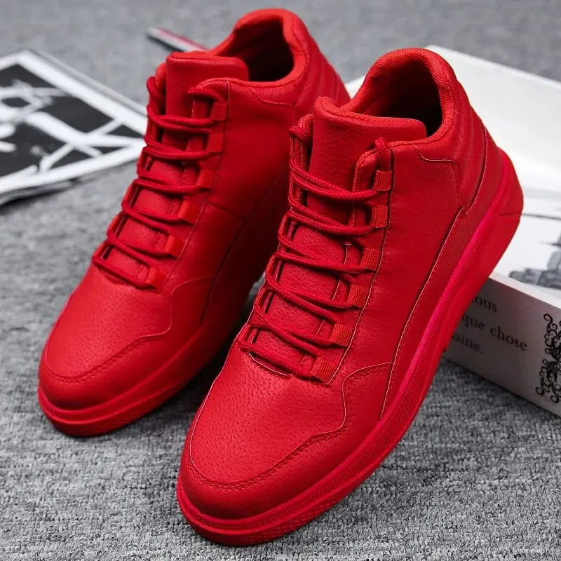 Men's Spring Fashion Comfortable Lightweight Slip-Resistant High Top Leather Sneakers