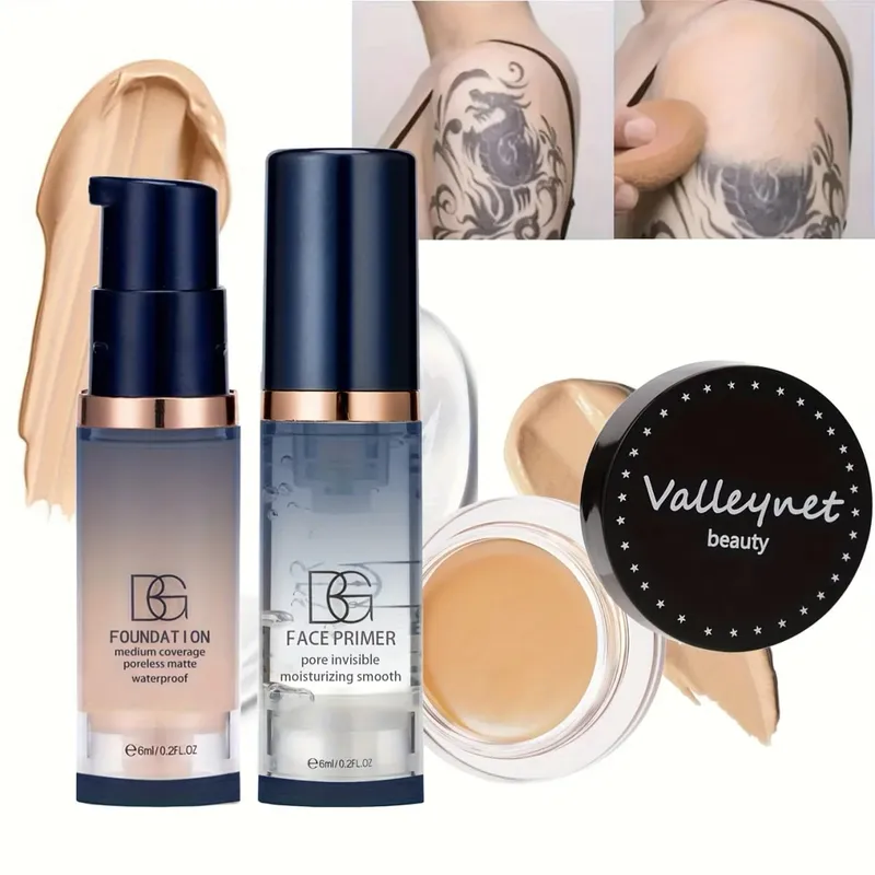 3pcs/Set Velvet Face Set Foundation+Primer+Concealer Waterproof and Long lasting Matte Effect Suitable for Beginners Travel Set. — image 2