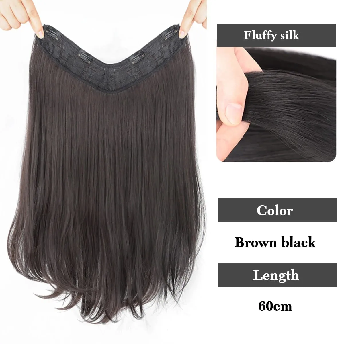 Synthetic V-shaped hair extensions wigs clips that naturally connect to women's hair heat-resistant wigs used for daily wear — image 8