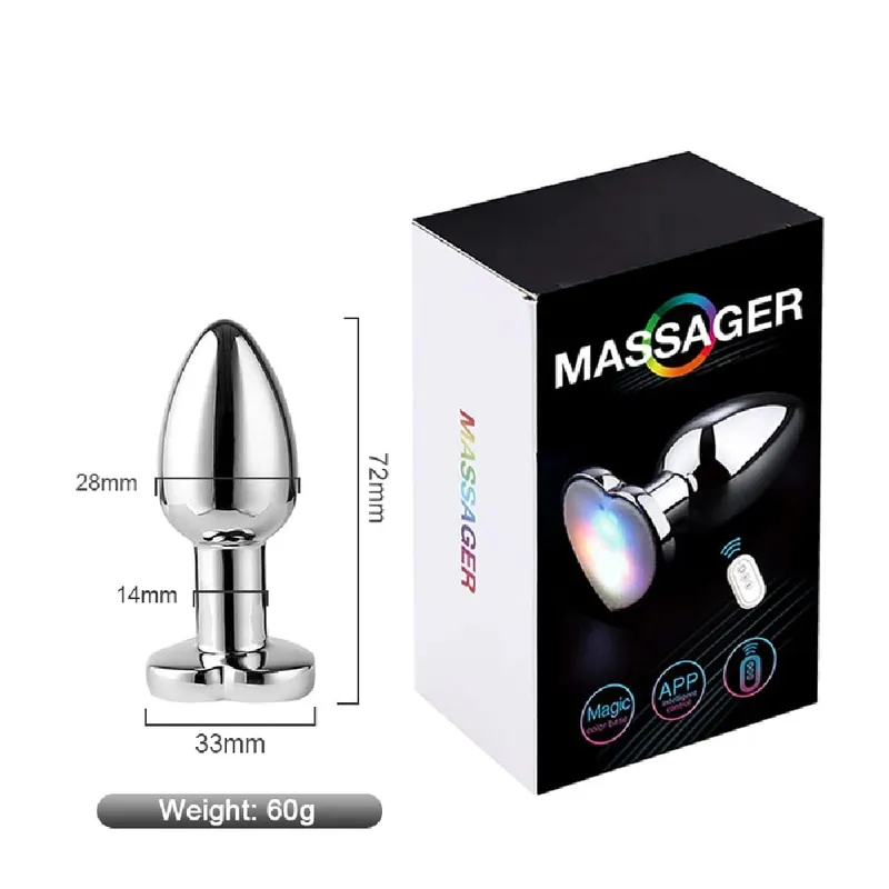 Glowing Vibrating Anal Plug RGB Light APP Control Anal Vibrator Bright Metal Butt Plug Bluetooth Vibration Dildo Adult Sex Toys