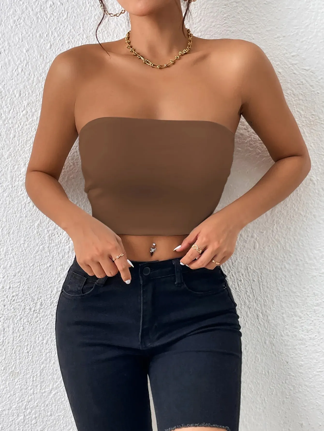 Strapless Tank Top Off-shoulder Crop Tops Women Summer Camis Solid Color Camisole Fashion Female Sleeveless Cropped Y2K Clothes — image 16