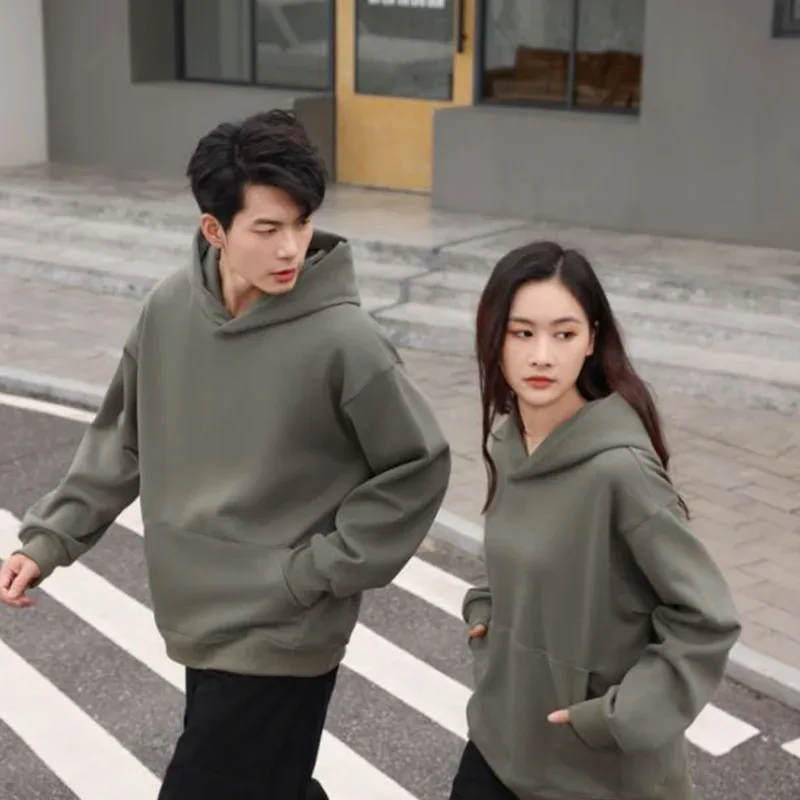 480GSM Winter Men's 100% Cotton Oversized Hoodies No String Casual Streetwear Sporty Hooded Sweatshirts Heavy Fleece Pullovers — image 4