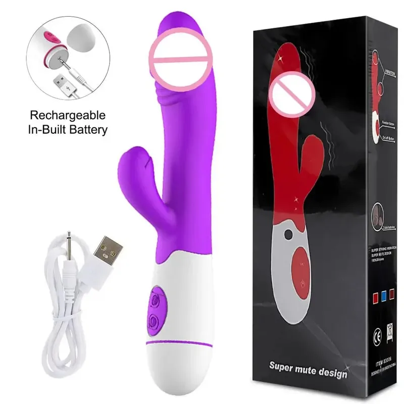 30 Kelajuan Boleh Dicas semula Silikon Pegang Tangan Dewasa Kelentit Kelentit Kelentit Kelentit Mainan Seks G Spot Dwi Motor Arnab Vibrator untuk Wanita Wanita — image 11