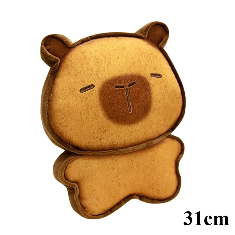 Kawaii Plush Biscuit Capybara Throw Pillow Cute Capibara Cake Cookie Toast Keychain Sofa Cushion Nap Sleeping Toys Birthday Gift — image 8