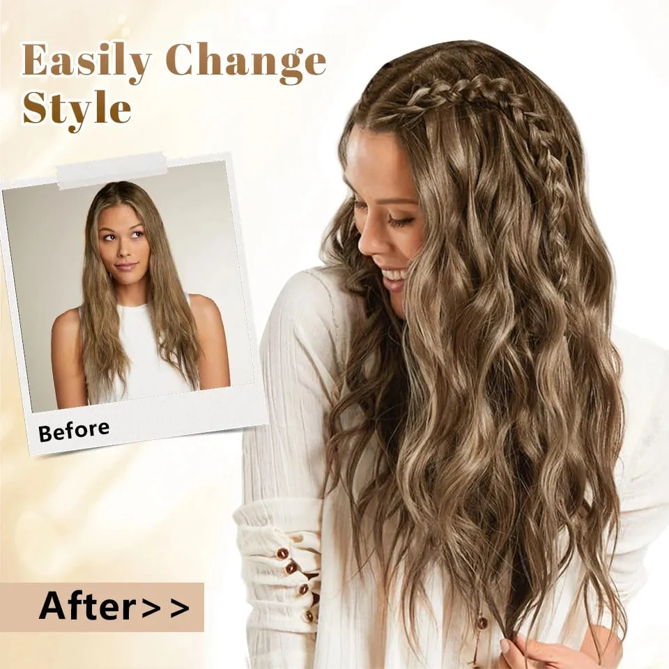 Clip in Synthetic Hair Extensions Long Wavy 4PCS Thick Hairpieces Black Fiber Natural Hair Extensions 20 Inch for Women Girls — image 5