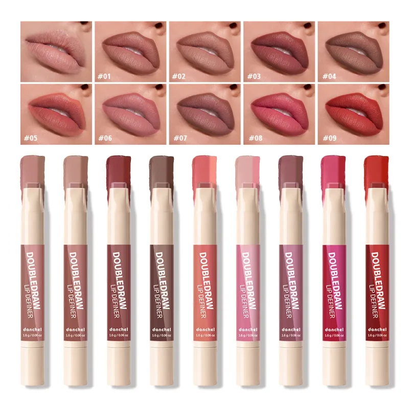 10 Colors Double Draw Lip Definer 2 In 1 Lip Liner Lip Gloss Silky Cream Texture Long Lasting Hydrating High Pigment Lip Makeup — image 5