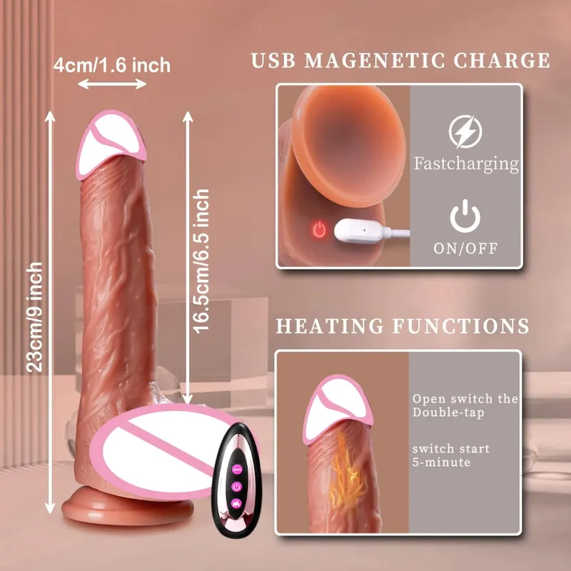 Telescopic Vibrating Thrusting Sex Toys Realistic Dildo Female Masturbation With Suction Cup Penis Remote Control Dick For Women