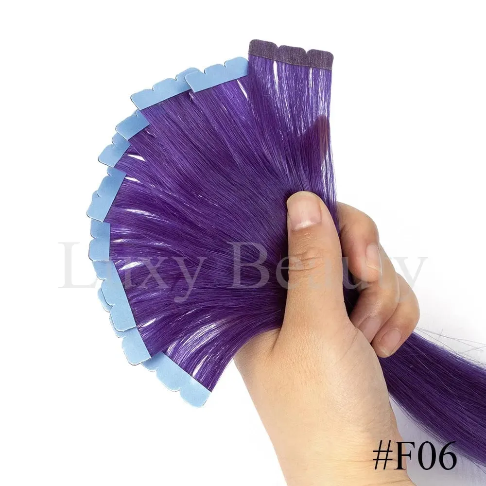 Colored Mini Tape in Hair Extensions Invisible Seamless Tape in Human Hair 10pcs/set Pink Red Green Purple Blue Mini Tape Hair — image 9
