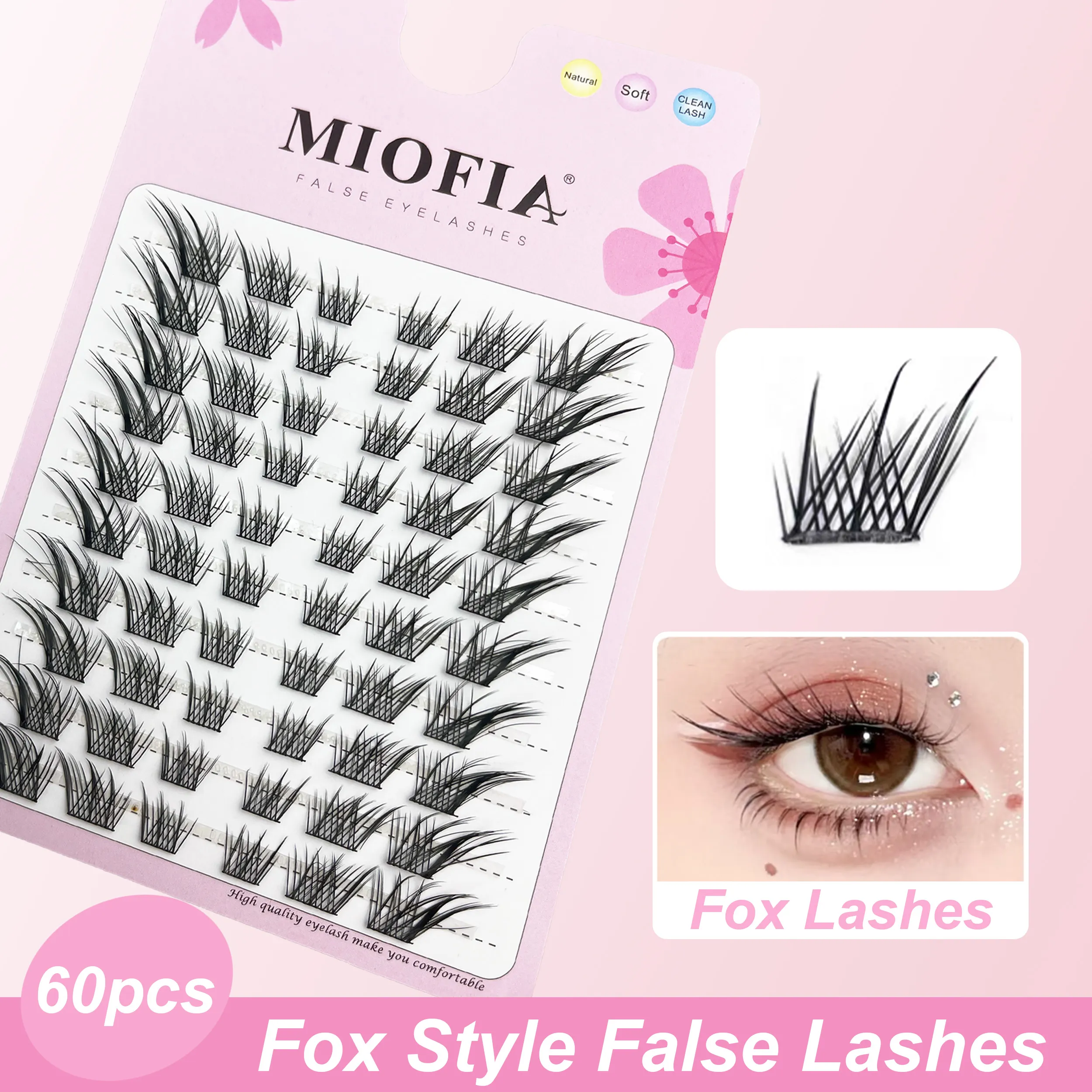 Cluster Lashes Natural Eyelash Extension Fluffy Fox Eye Lashes Mixed Tary Large Capacity Anime Lashes DIY Eyelash Cluster — image 2