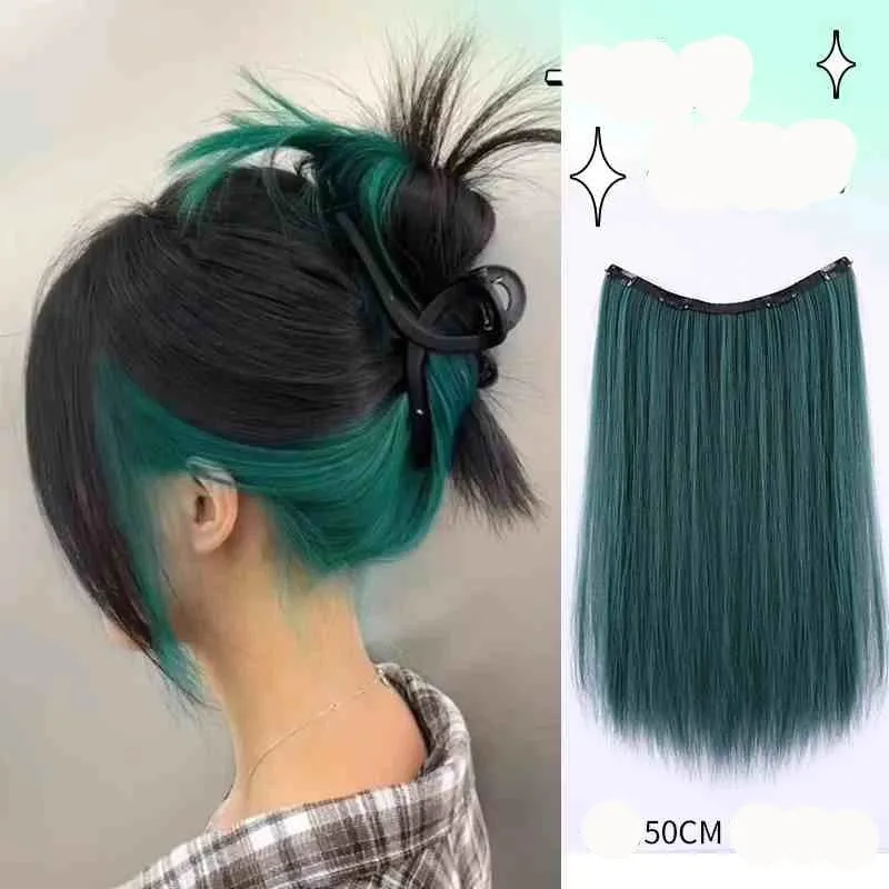 V-shaped One-Piece Synthetic 4 Clip In Hair Extensions Long Straight Hairstyle Hairpiece Colour 50CM Natural Fake Hair — image 15