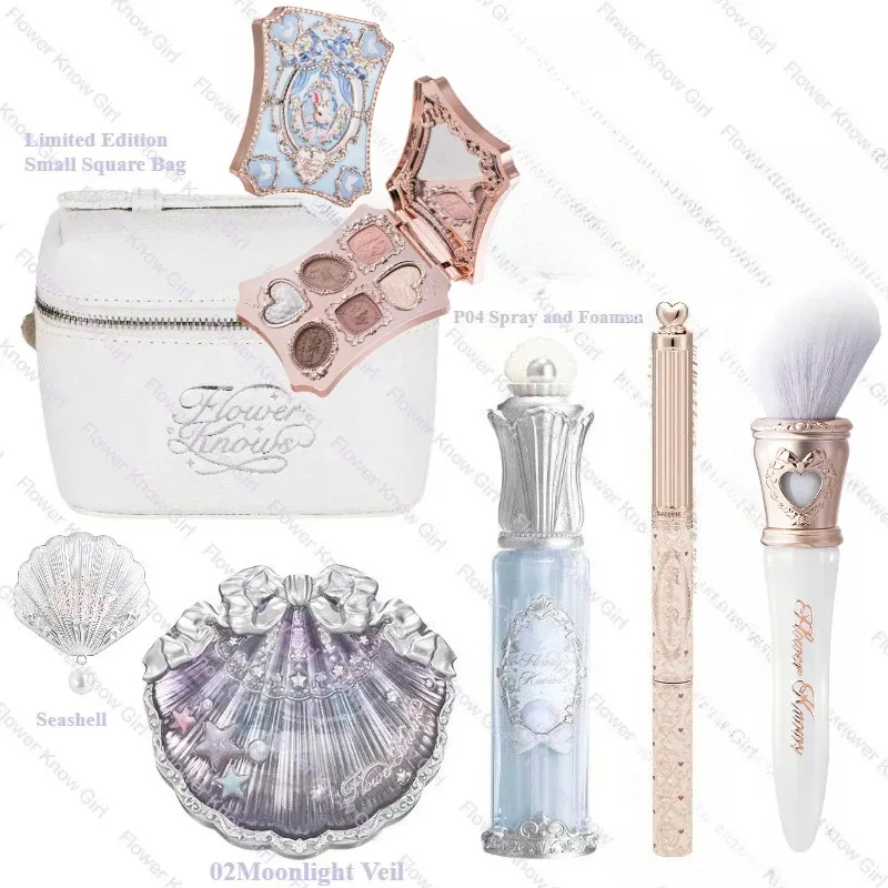 Makeup Flower Knows Shell's Jewel Mermaid Glow Set Eyeshadow Palette Blush Lip Gloss Makeup Bag Matte Glow Shimmer Primer Kit — image 13