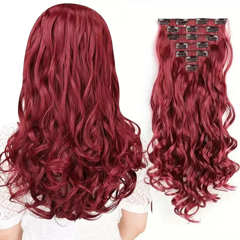 22 Inch Elegant Sexy Hair Curly Extensions 7Pcs/Set 16 Clips Long Curly Wave-Body Wave Hair Extensions Clip In Hair Extensions — image 18