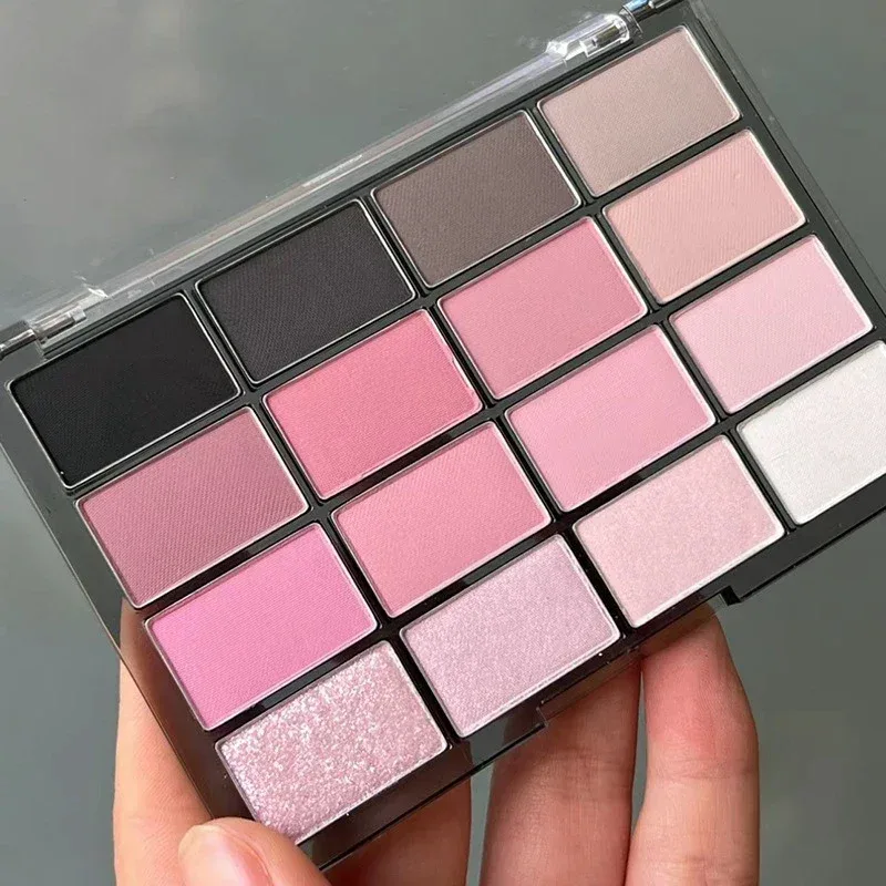 16-Color Matte Black Pink Eyeshadow Palette Matte Pearlescent Low Saturation Long Lasting Brown Glitter Eye Shadow Eye Makeup — image 7