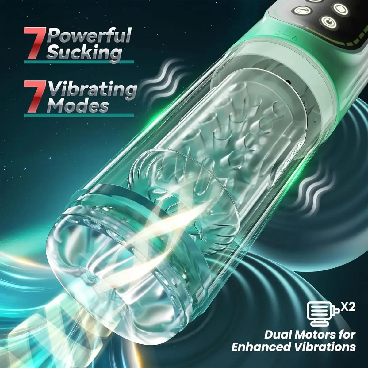New LCD Automatic Rotation Male Masturbator Sucking Licking 6s Vacuum Penis Pump Water SPA Real Pocket Pussy Sex Toys For Men 18 — image 2