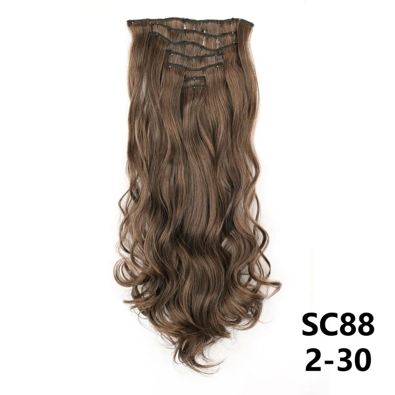 Long Straight Synthetic 16 Clips In Hair Extensions 7Pcs/Set High Temperature Fiber Black Brown Blonde Hairpiece For Women — image 24