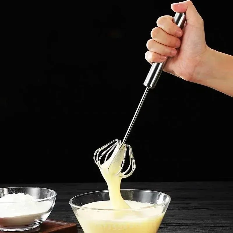 10/12/14inch Stainless Steel Semi Automatic Whisk Blender for Home -Versatile Tool for Egg Beater Milk Frother Hand Push Whisk — image 3