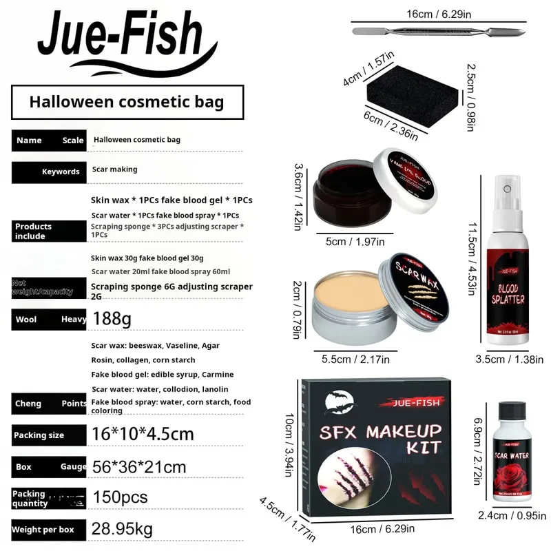 Halloween Face Painting Set Makeup Bag Special Effects Halloween Horror Cosplay Skin Wax Plasma Scar Painting Makeup Tools