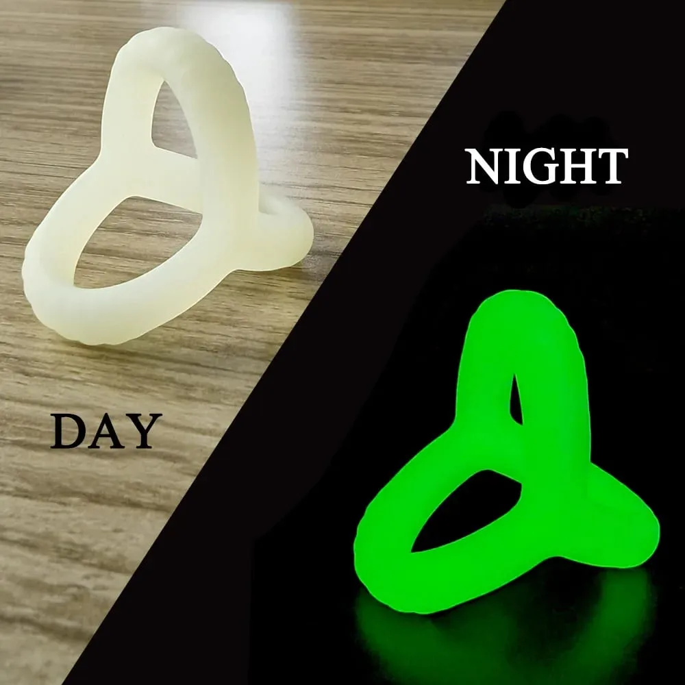 Newest Cock Rings Luminous Durable Reusable Silicone Penis Enlargement Sex Toys for 18+ Male Delay Ejaculation Scrotum Lock Ring — image 4