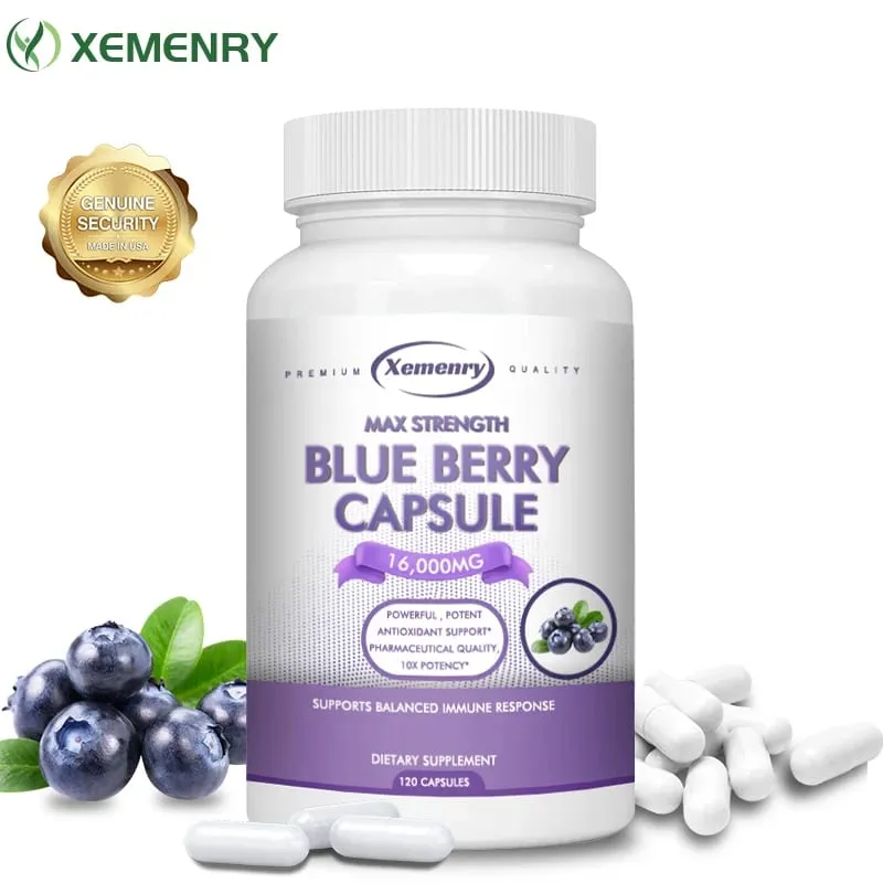 Blueberry Extract Supplement 16000mg 120 Capsules - Non-GMO — image 1