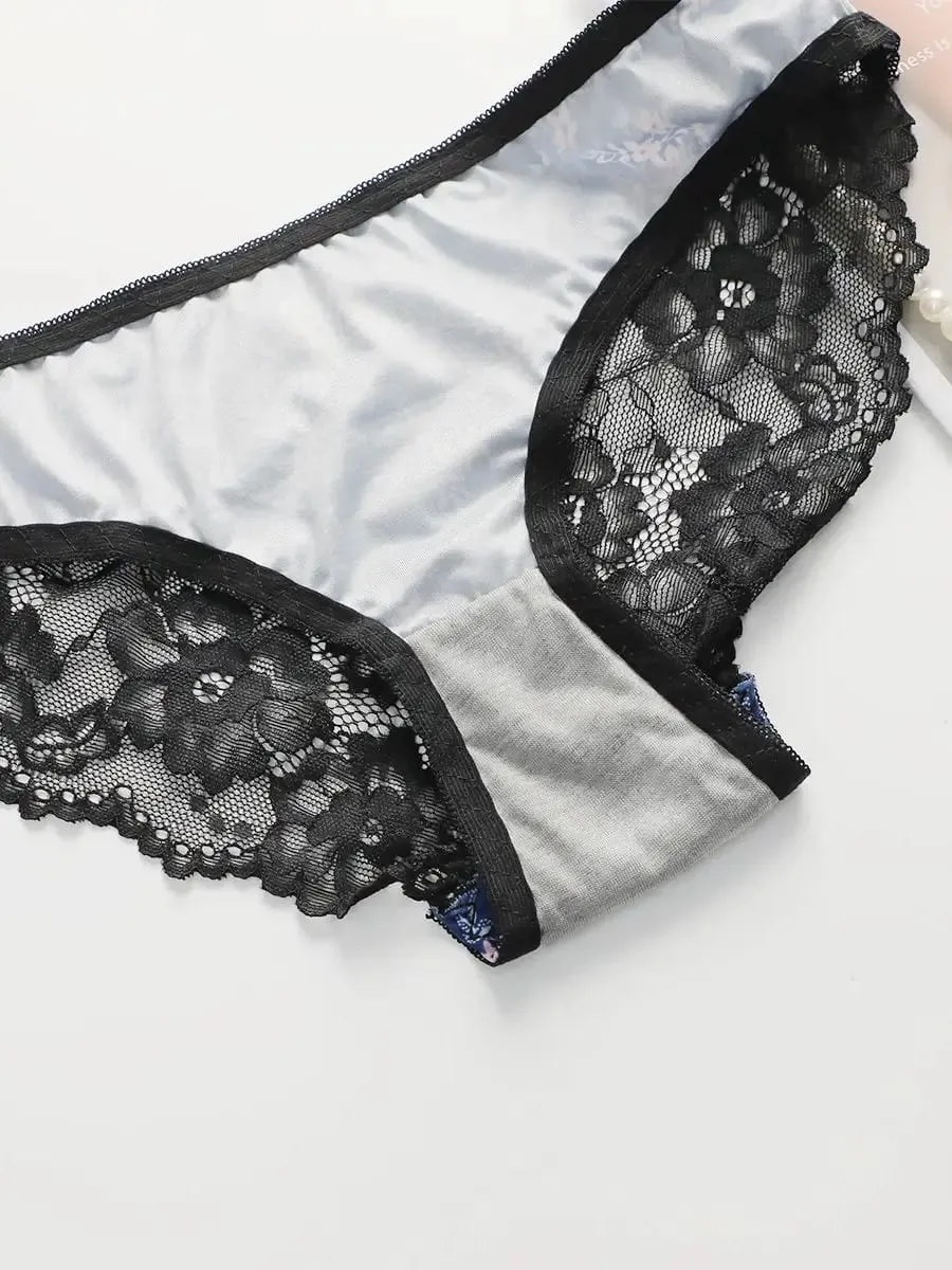 Women's Sexy Printed Lace Edge Bra Set With Steel Ring Gathering Push Up Daily Close Fitting Underwear Set B6016 — image 6