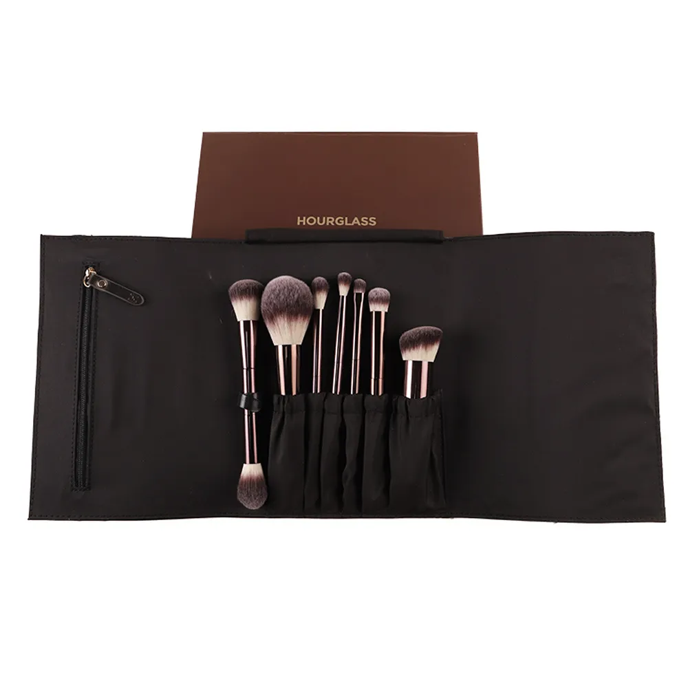 7pcs/set Hourglass Makeup brushes Powder Foundation Blush Eyeshadow Crease Make up brush Concealer with cosmetic bag Gift box — image 5
